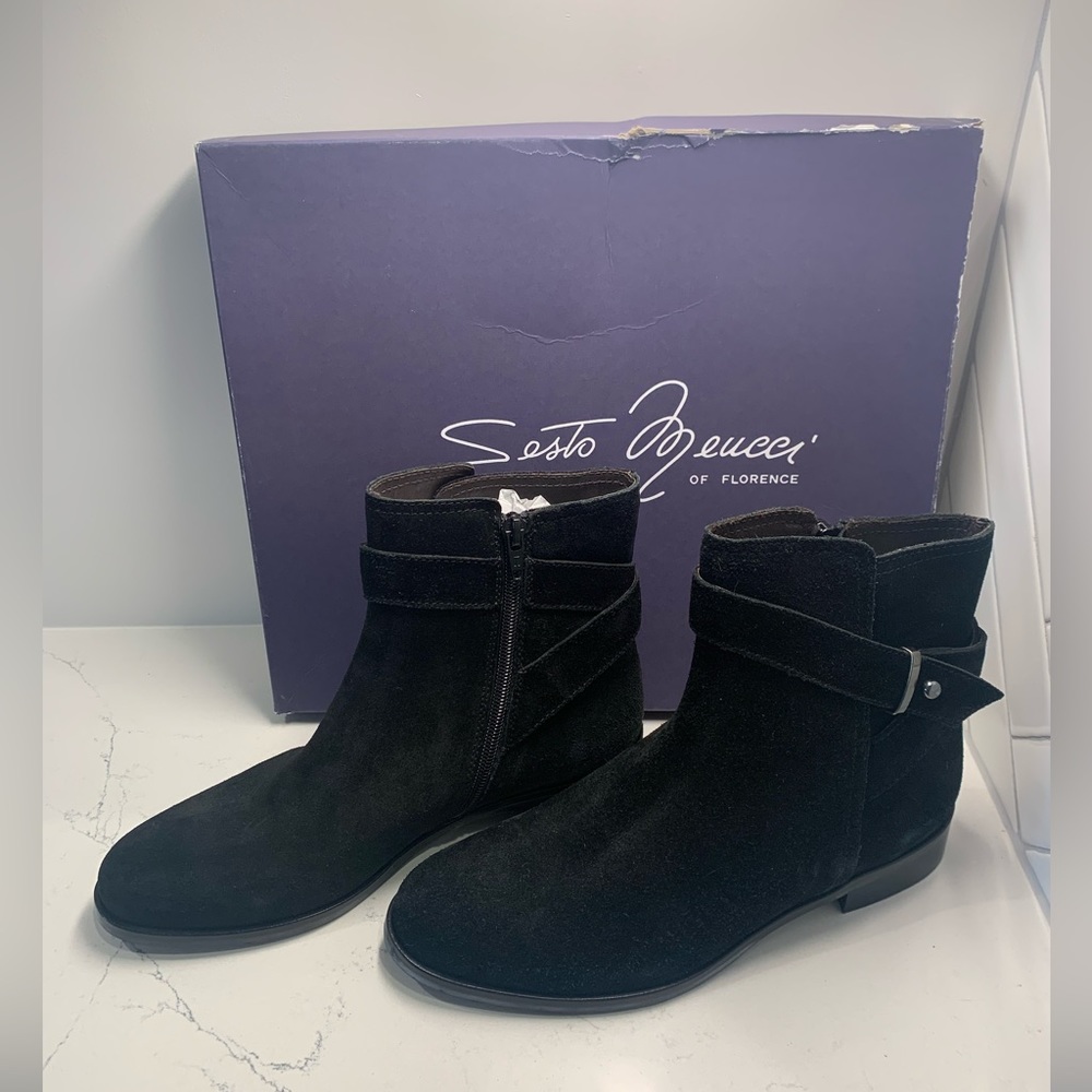 NEW Sesto Meucci Italian Black Suede Boots sz 6 1/2